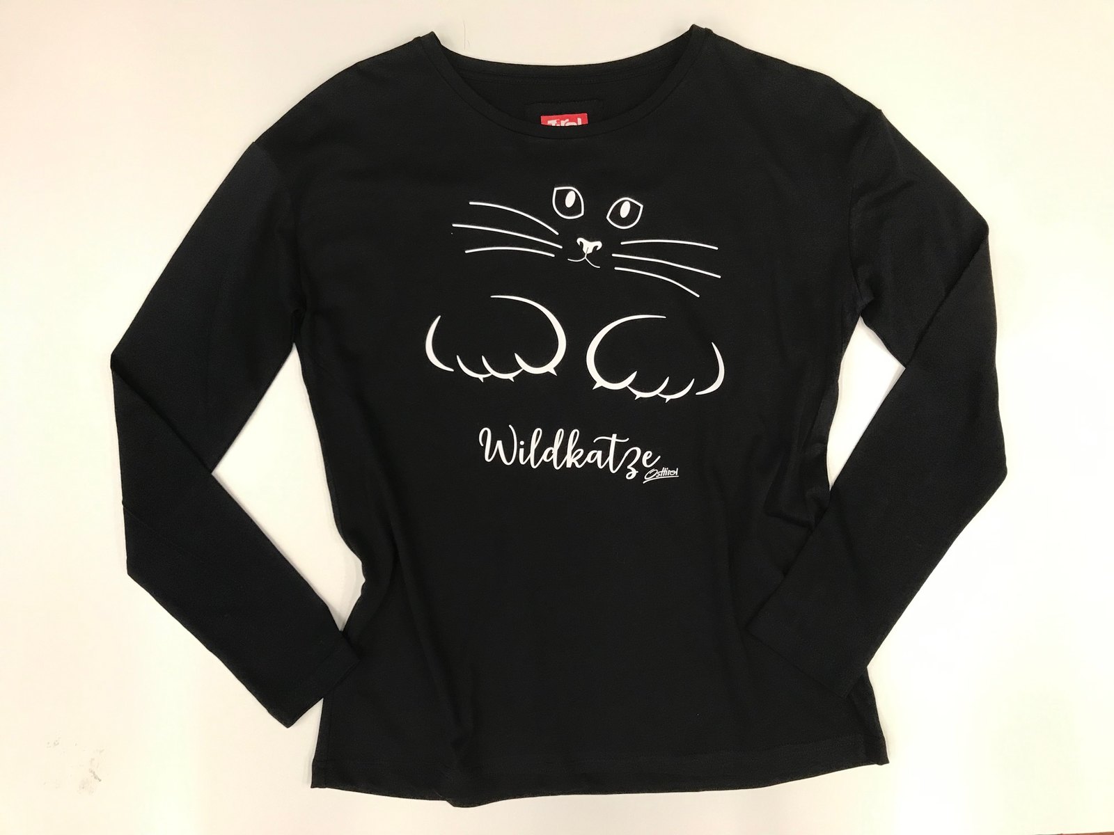 Damen Longsleeve "Wildkatze" Osttirol, schwarz