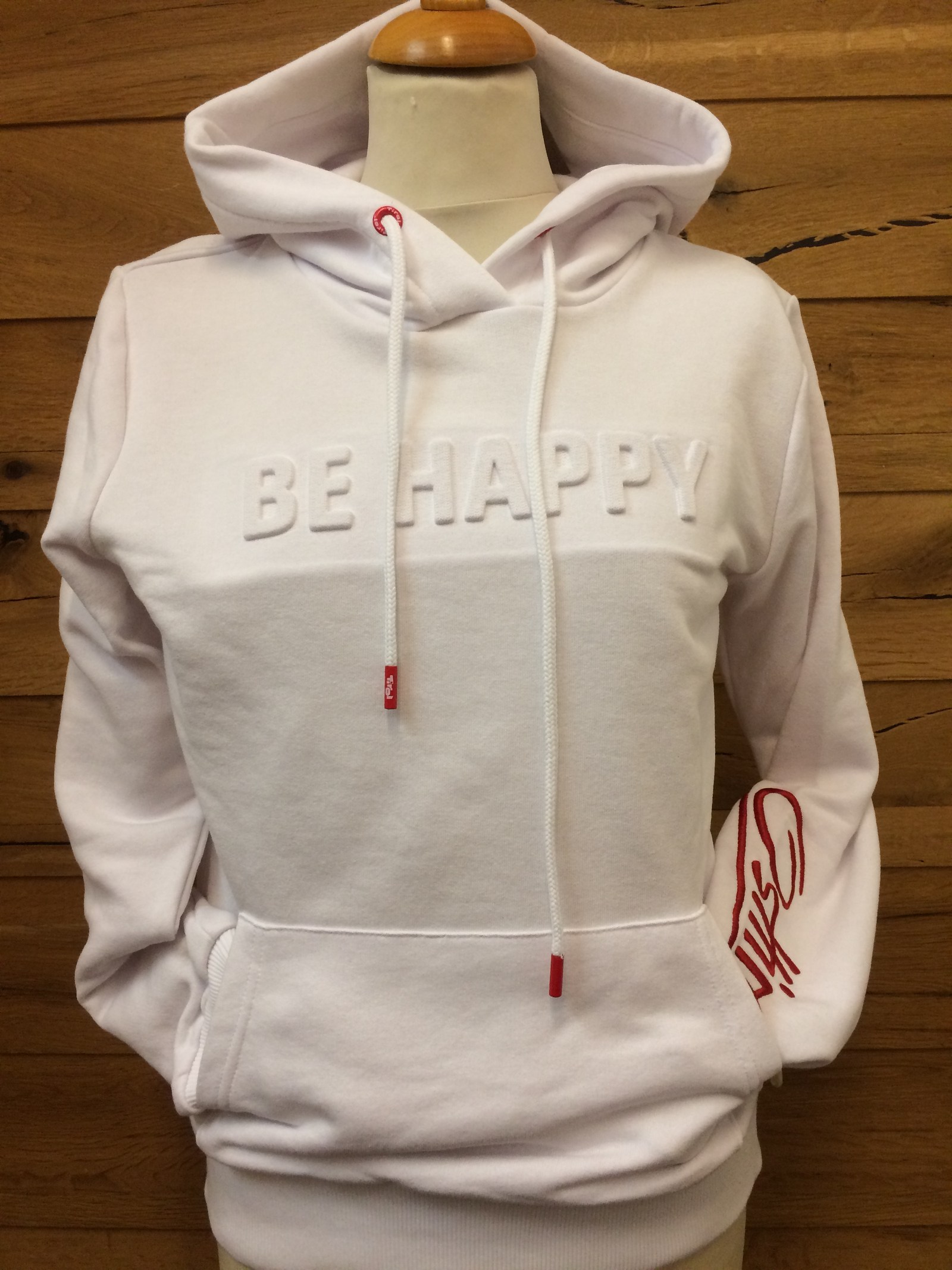 Damen Hoody "Be Happy" weiß