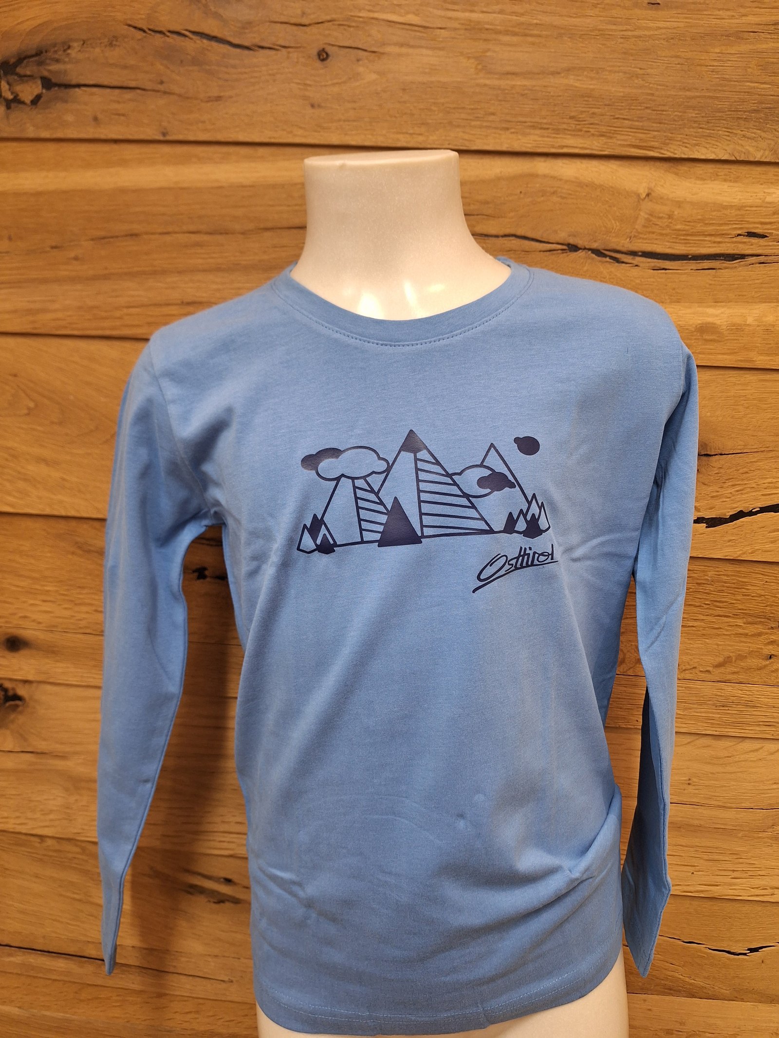 Kinder Longsleeve "Berge Wolken" blau