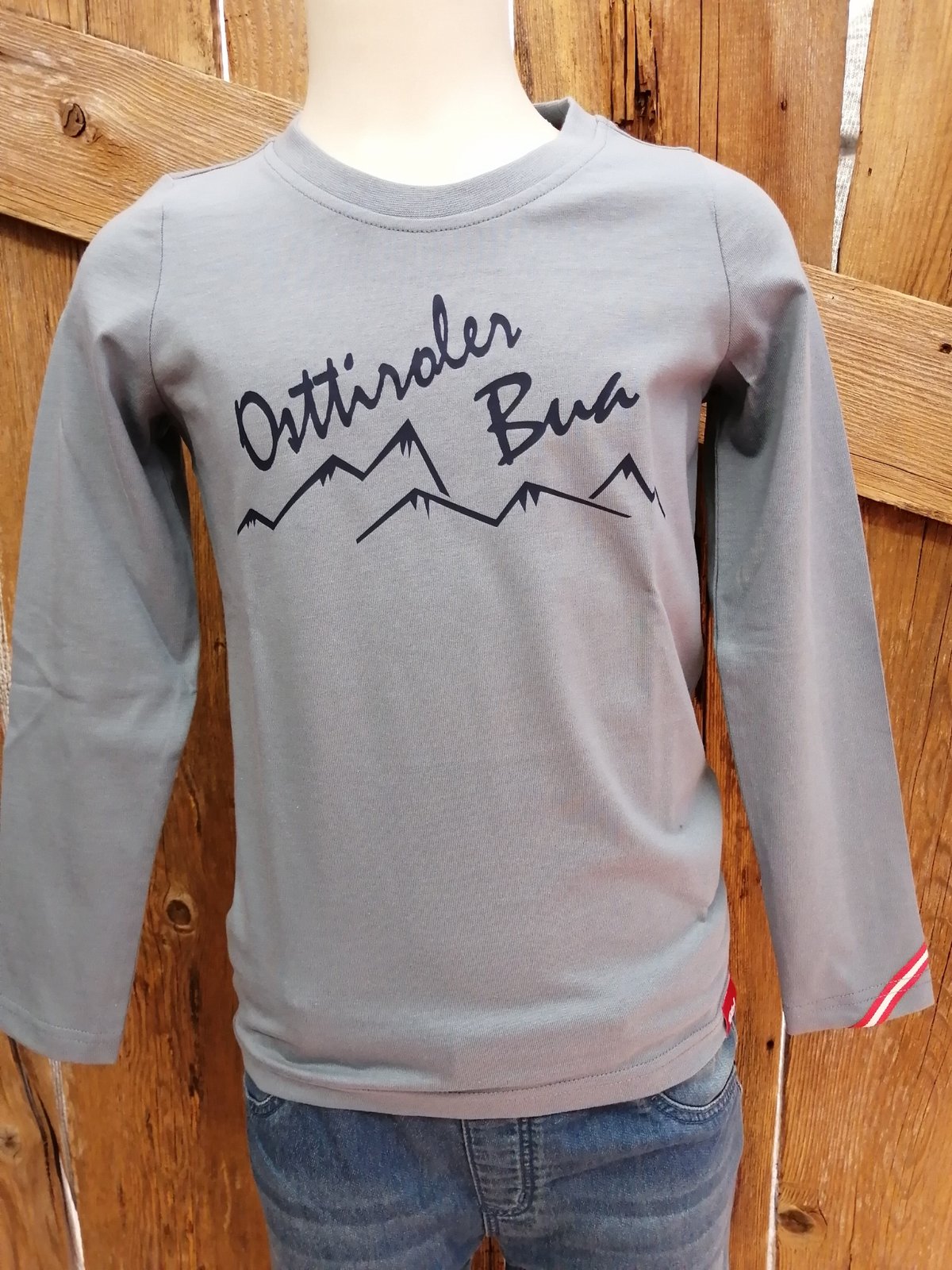 Kinder Longsleeve "Osttiroler Bua" stein