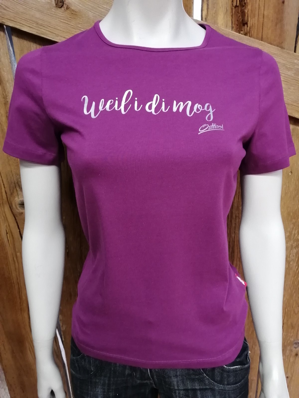 Damen T-Shirt "weil i di mog" Osttirol, lila